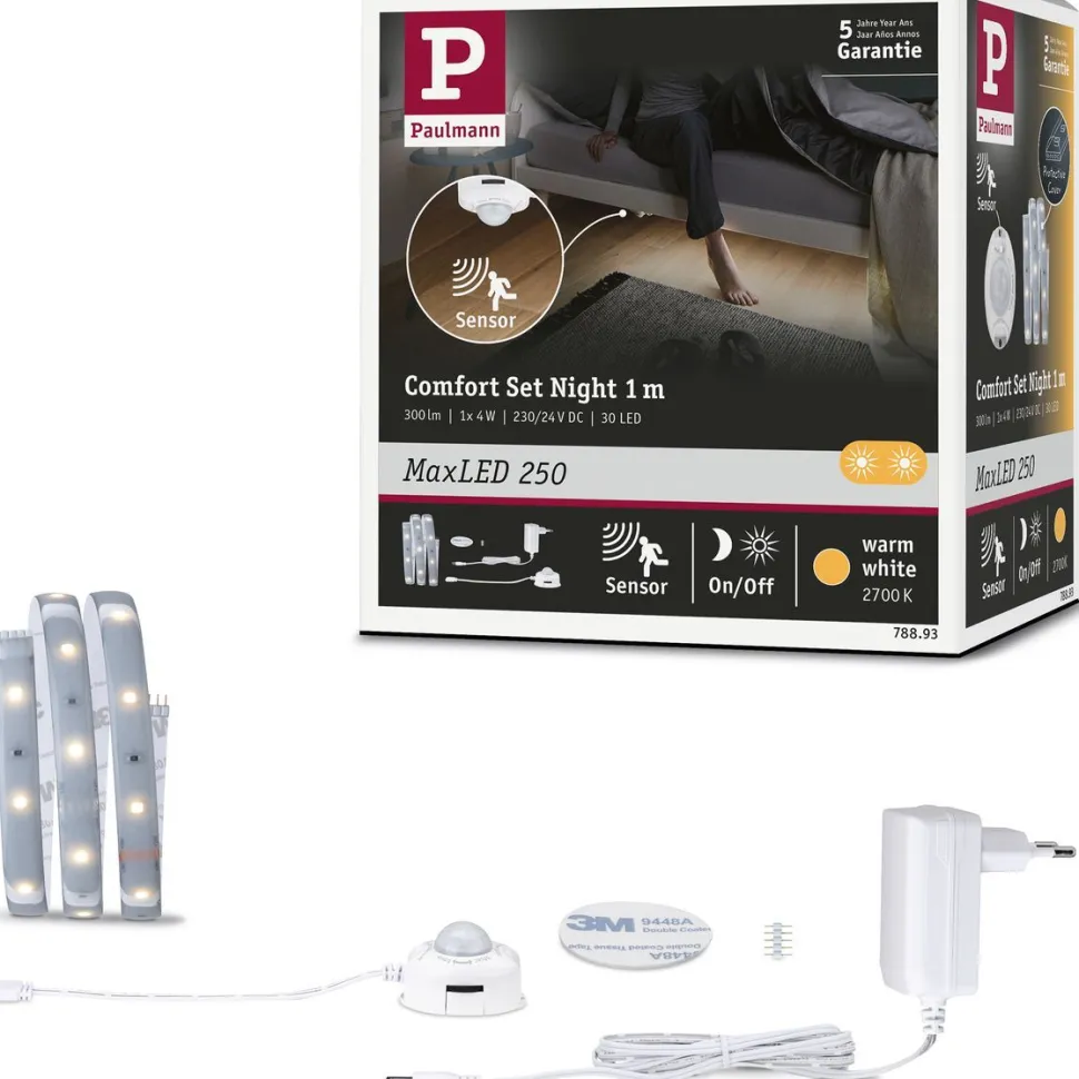 LED-valonauha Paulmann MaxLED 250 Night Comfort, 1m, IP44, 4W, 300lm/m, 30LEDs/m, 2700K, 12VA