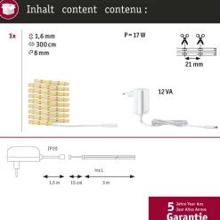 LED-valonauha Paulmann SimpLED Full-Line COB, 1.5m, 7W, 500lm/m, 384LEDs/m, 3000K, 12VA
