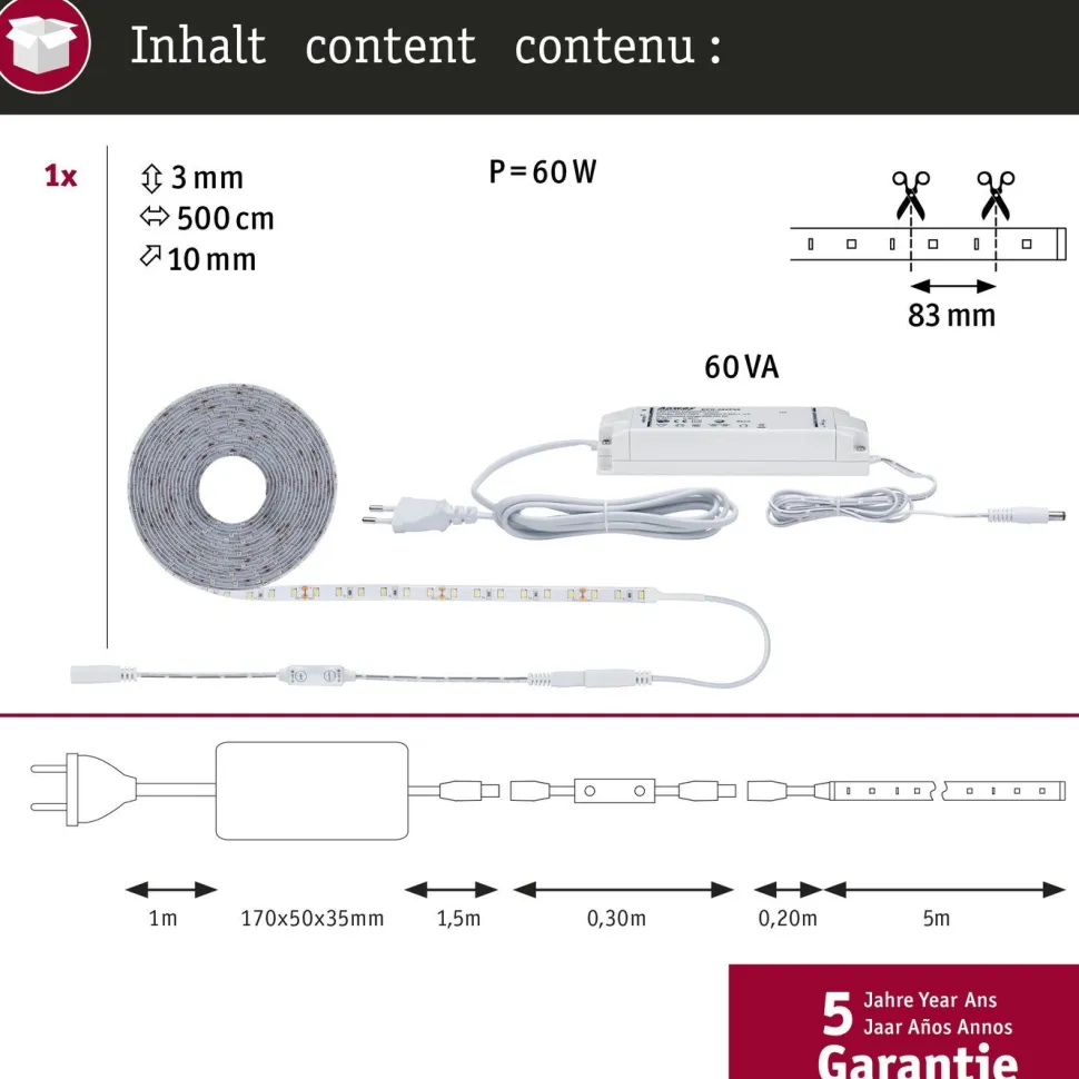 LED-valonauha Paulmann SimpLED Power, 1.5m, 17W, 1060lm/m, 4000K, 24VA