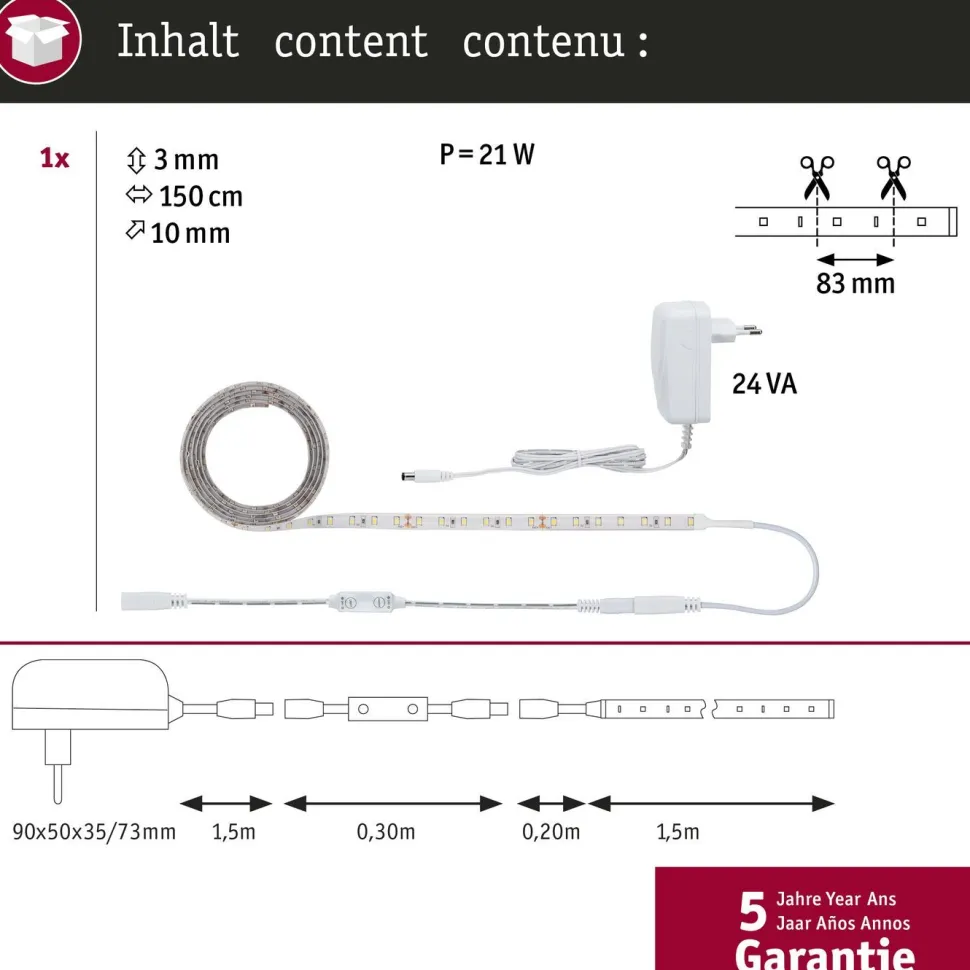 LED-valonauha Paulmann SimpLED Power, 1.5m, 17W, 1060lm/m, 4000K, 24VA