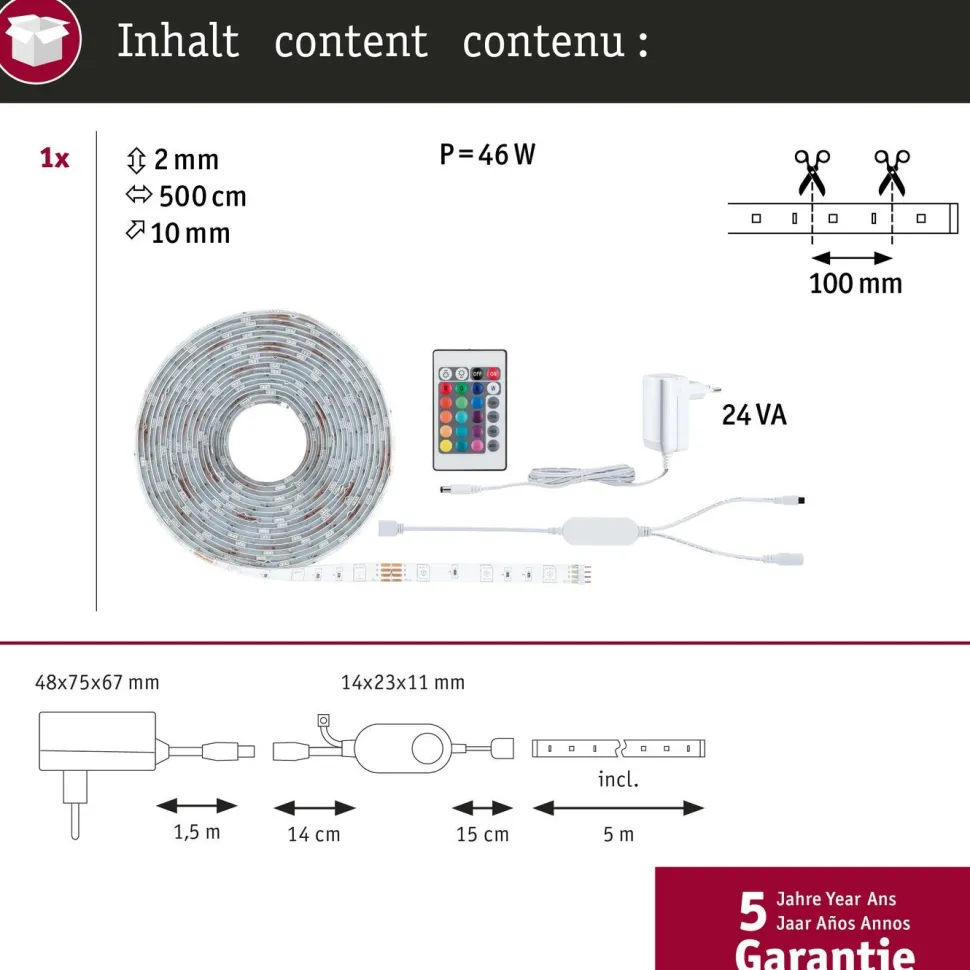 LED-valonauhasarja Paulmann SimpLED, Smart Home Zigbee 3.0, 5m, 20W, 100lm/m, 30LED/m, RGB, 24VA