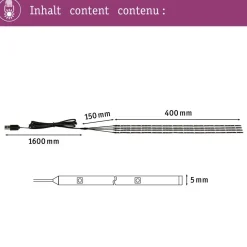 LED-valonauhasarja aurinkovarjoon Paulmann Parasol, USB, 4x40cm, 3000K, musta