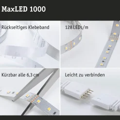 LED-valonauhasetti Paulmann MaxLED 1000, 1.5m, 11W, 1100lm/m, 4000K, 30VA, neutraali valkoinen