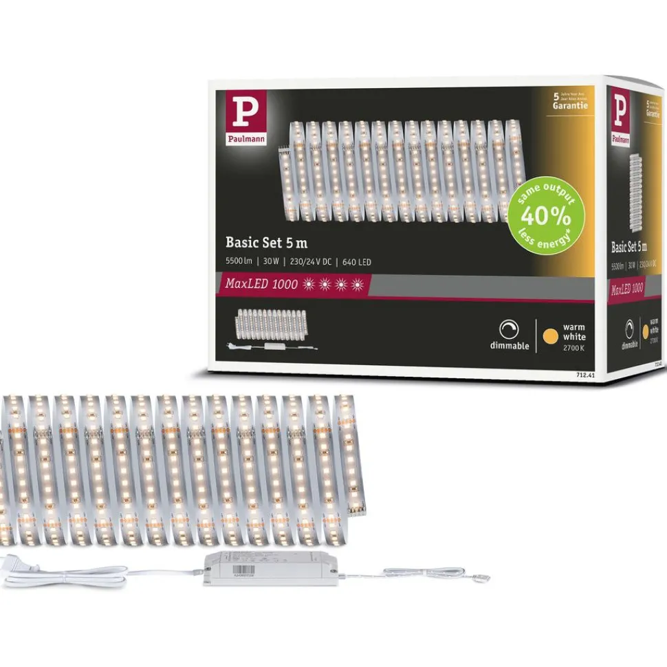 LED-valonauhasetti Paulmann MaxLED 1000, 1.5m, 11W, 1100lm/m, 4000K, 30VA, neutraali valkoinen