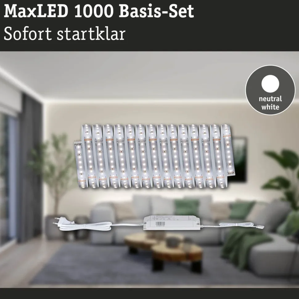 LED-valonauhasetti Paulmann MaxLED 1000, 1.5m, 11W, 1100lm/m, 4000K, 30VA, neutraali valkoinen