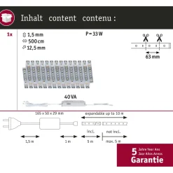 LED-valonauhasetti Paulmann MaxLED 1000, 1.5m, 11W, 1100lm/m, 4000K, 30VA, neutraali valkoinen