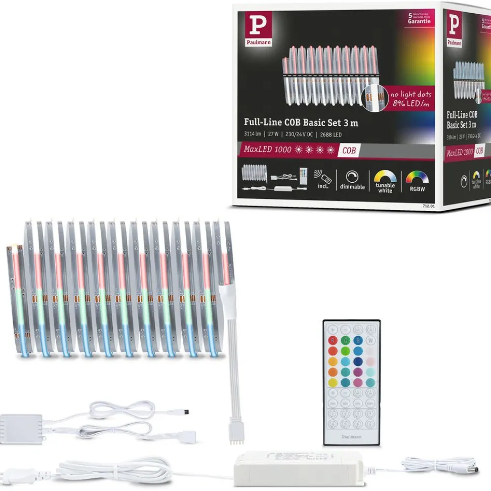 LED-valonauhasetti Paulmann MaxLED 1000, COB, 1.5m, 17W, 1038lm/m, RGBW+, 48VA