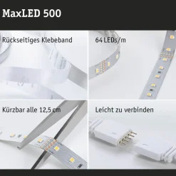 LED-valonauhasetti Paulmann MaxLED 500, 1.5m, 5.5W, 550lm/m, 4000K, 20VA, neutraali valkoinen