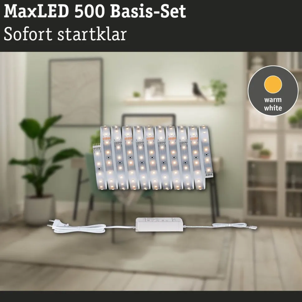 LED-valonauhasetti Paulmann MaxLED 500, 1.5m, 5.5W, 550lm/m, 4000K, 20VA, neutraali valkoinen
