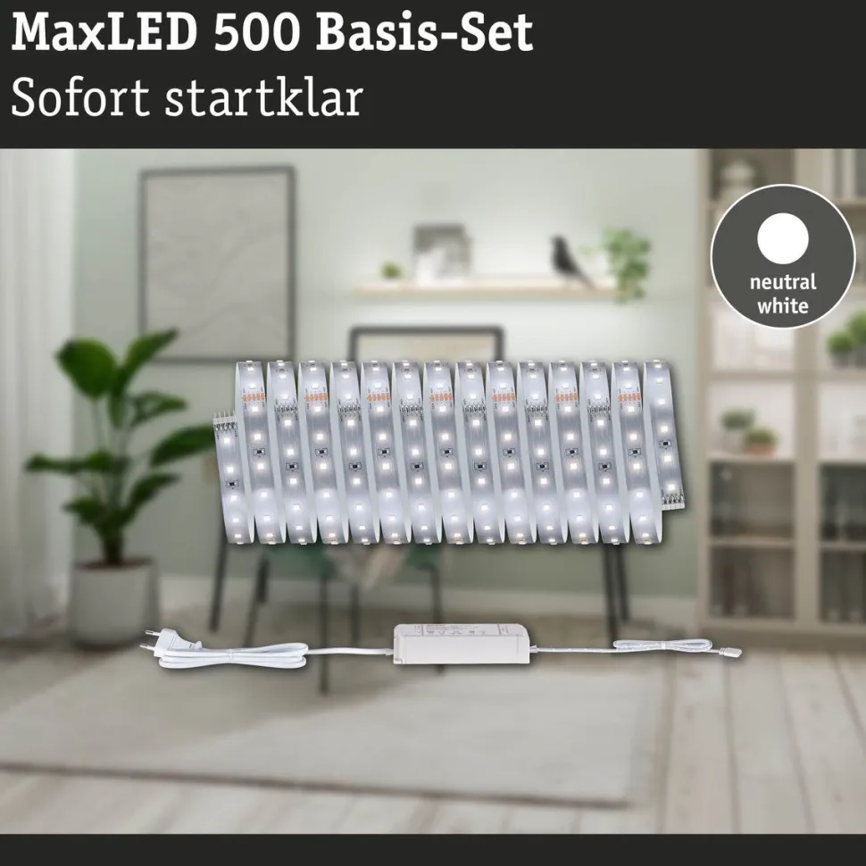 LED-valonauhasetti Paulmann MaxLED 500, 1.5m, 5.5W, 550lm/m, 4000K, 20VA, neutraali valkoinen