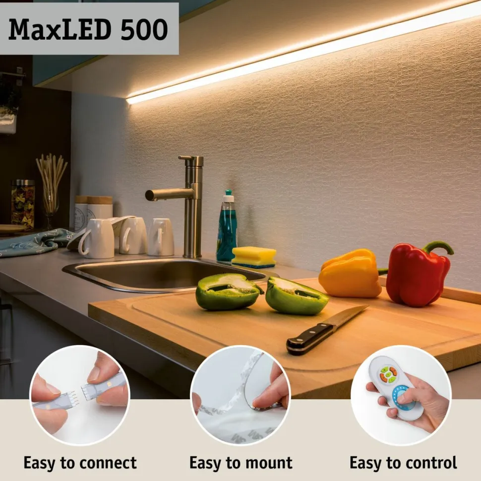 LED-valonauhasetti Paulmann MaxLED 500, 1.5m, 5.5W, 550lm/m, 4000K, 20VA, neutraali valkoinen