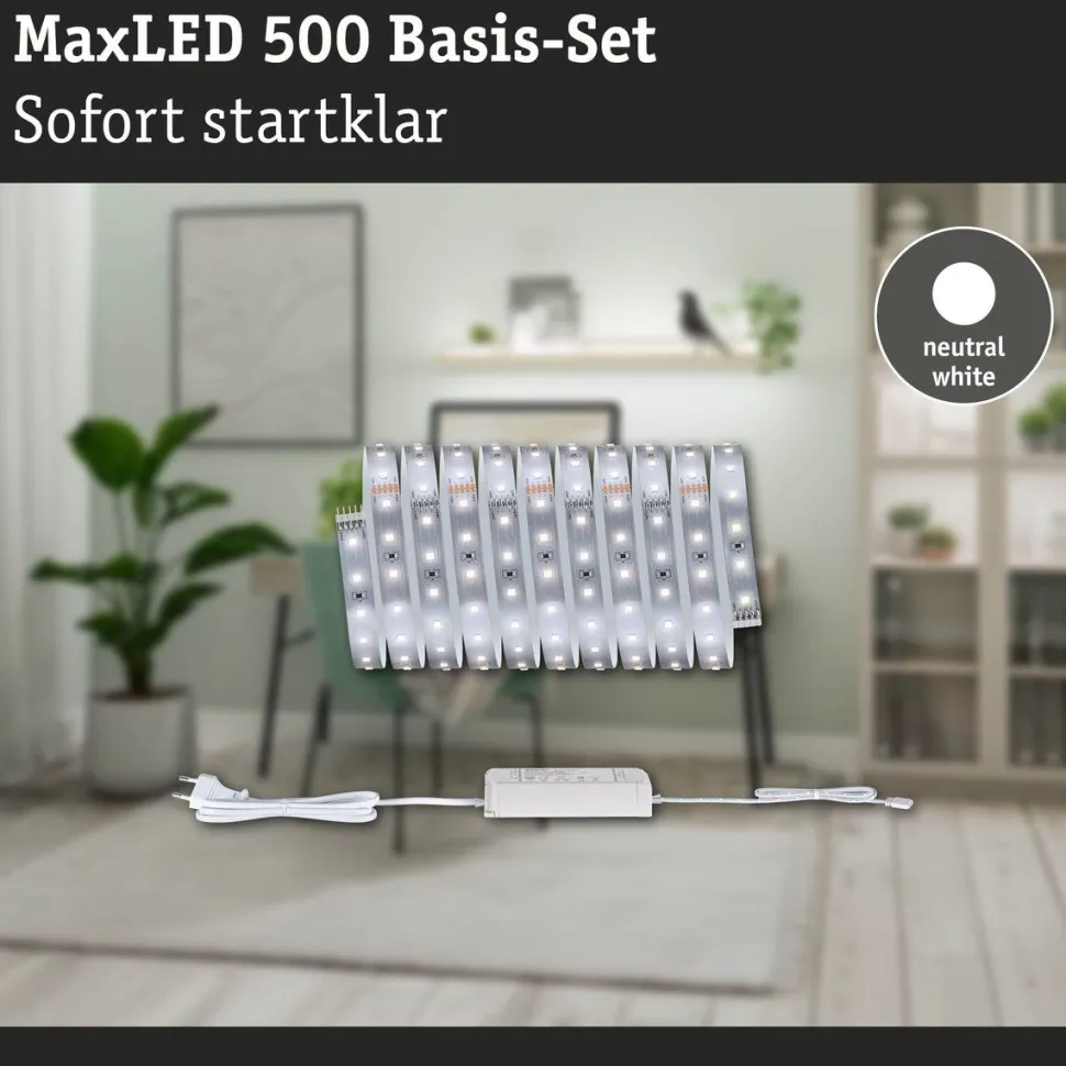 LED-valonauhasetti Paulmann MaxLED 500, 1.5m, 5.5W, 550lm/m, 4000K, 20VA, neutraali valkoinen