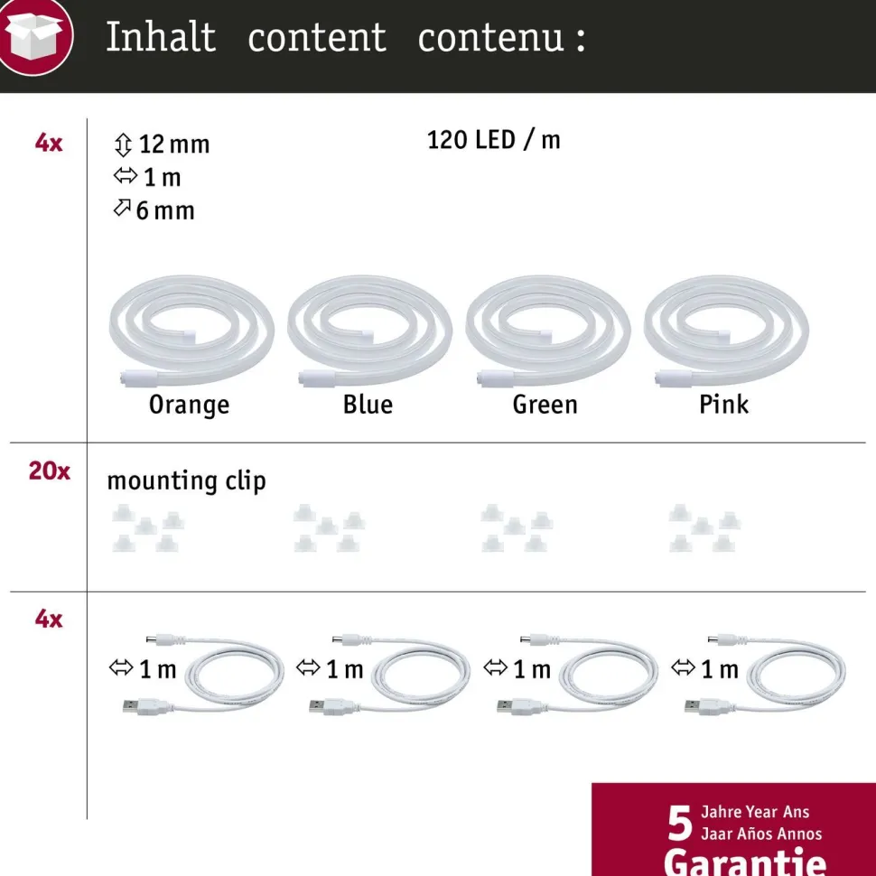 LED-valonauhat Paulmann Neon Colorflex, 4 väriä, 1m, 4x4,5W, 10lm/m