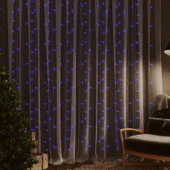 LED-valonauhaverho keijuvalot 3x3m 300xLED sininen 8 toimintoa