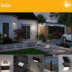 LED-valonheitin aurinkokennolla Paulmann Solar Flotas, hämäräohjattu liiketunnistin (HF), IP65, 3000K, 700lm, antrasiitti