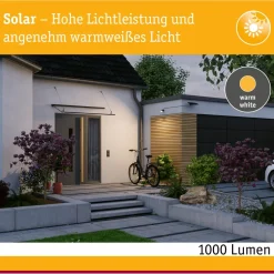 LED-valonheitin aurinkokennolla Paulmann Solar Flotas, hämäräohjattu liiketunnistin (HF), IP65, 3000K, 700lm, antrasiitti