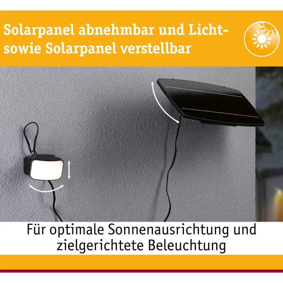 LED-valonheitin aurinkokennolla Paulmann Solar Smart Home Zigbee 3.0 Flotas, IP65, 3000K, 700lm, antrasiitti