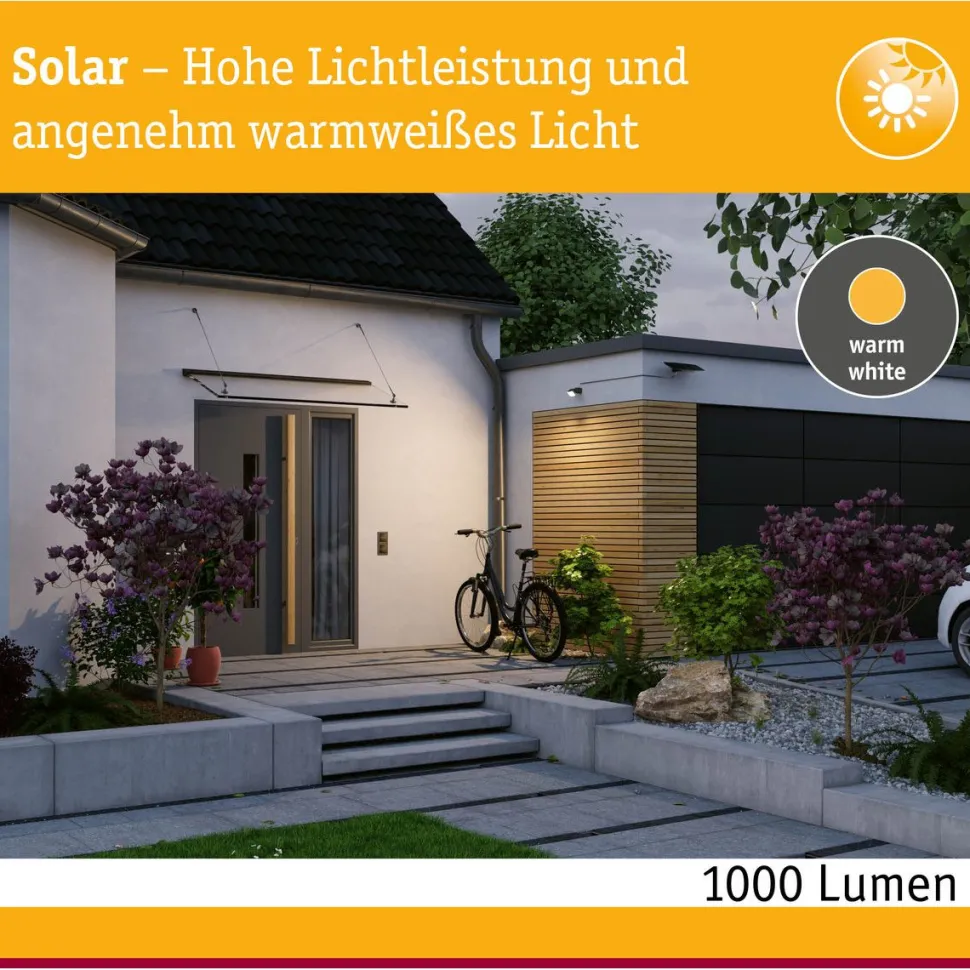 LED-valonheitin aurinkokennolla Paulmann Solar Smart Home Zigbee 3.0 Flotas, IP65, 3000K, 700lm, antrasiitti