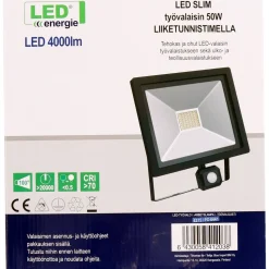 LED-valonheitin Led Energie Slim, PIR-liiketunnistimella, 50W, 5000lm, 4500K