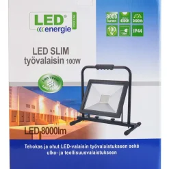 LED-valonheitin Led Energie Slim, 100W, H-jalustalla, 8000lm, 4500K, IP44