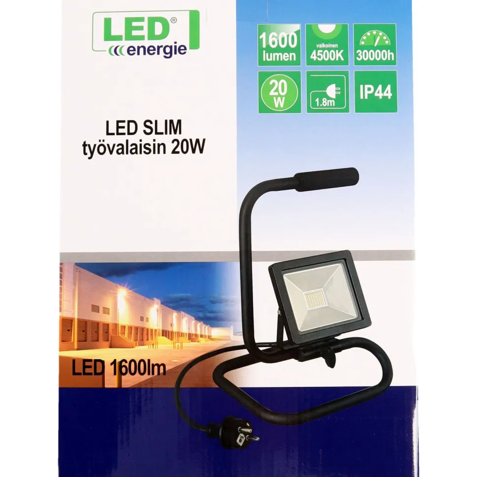 LED-valonheitin Led Energie Slim, 20W, S-jalustalla, 2000lm, 4500K, IP44