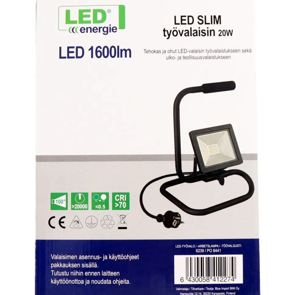 LED-valonheitin Led Energie Slim, 20W, S-jalustalla, 2000lm, 4500K, IP44
