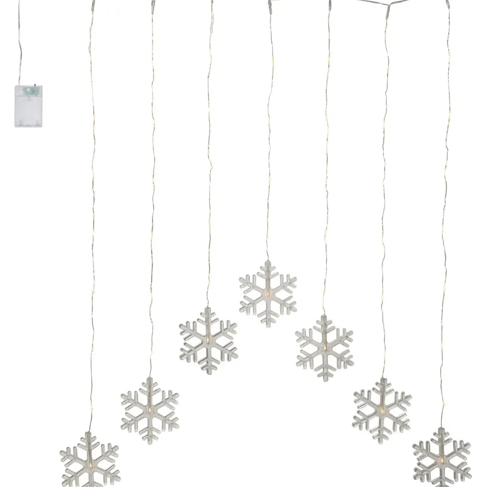 LED-valoverho Star Trading Dew Drop Snowflake, 60x85cm, hopea