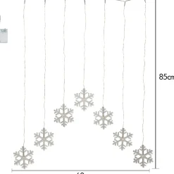 LED-valoverho Star Trading Dew Drop Snowflake, 60x85cm, hopea