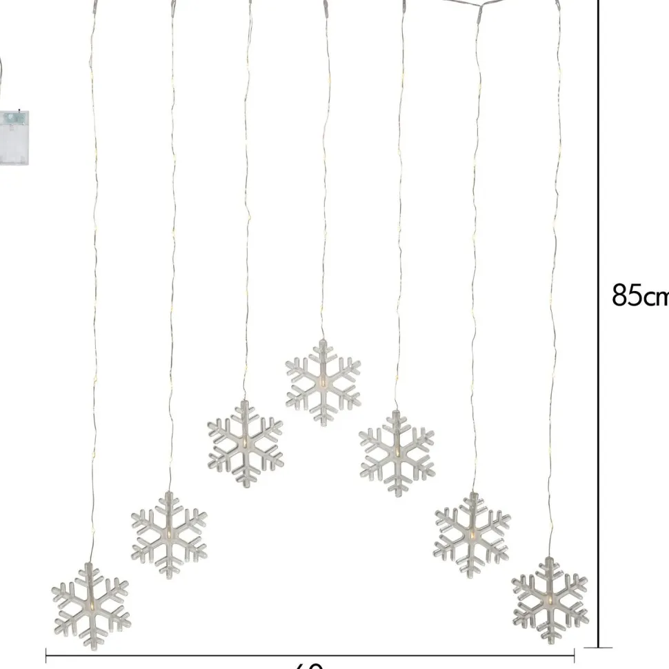 LED-valoverho Star Trading Dew Drop Snowflake, 60x85cm, hopea