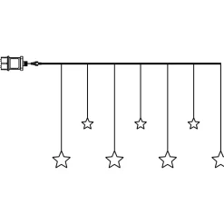 LED-valoverho Star Trading Dew Drop Stars, 120x80cm, hopea