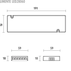 LED-virtalähde Limente 24V 60W integroidut liittimet