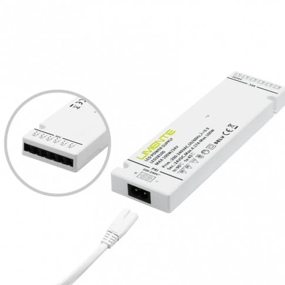 LED-virtalähde Limente 24V 100W integroidut liittimet