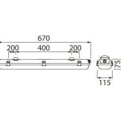 LED-yleisvalaisin Airam Generic IP65 2x9W 670mm valkoinen