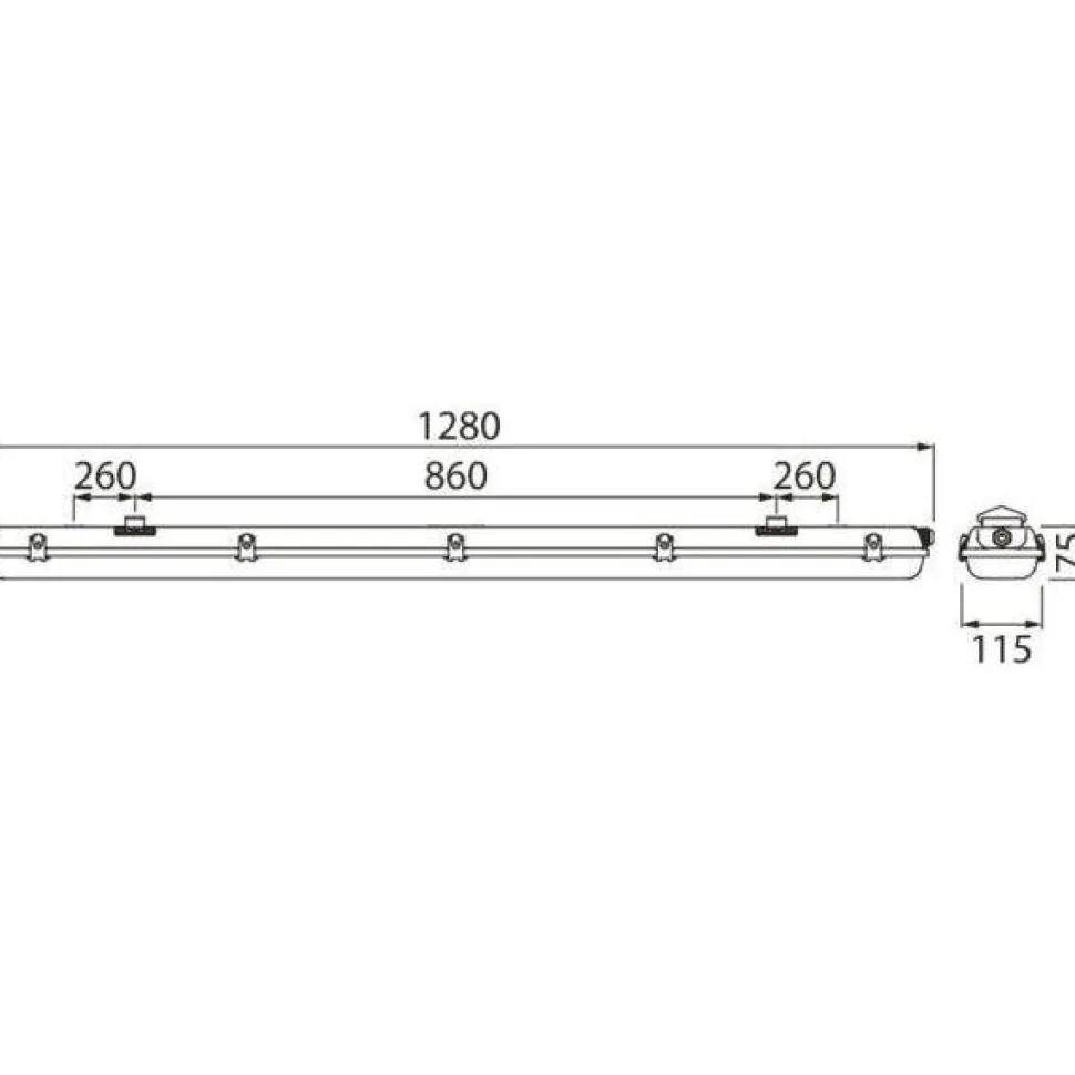 LED-yleisvalaisin Airam Generic IP65 2x18W 1280mm valkoinen