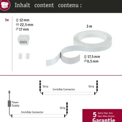 Liitin Paulmann MaxLED Invisible, 3m, max.144/96W, valkoinen