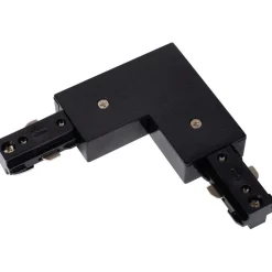 Liitin Lucide Track L-connector vasen, musta, 1-vaihe kiskoon
