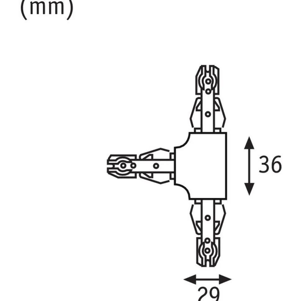 Liitin T-haara URail T-Connector 36x29 mm mattakromi
