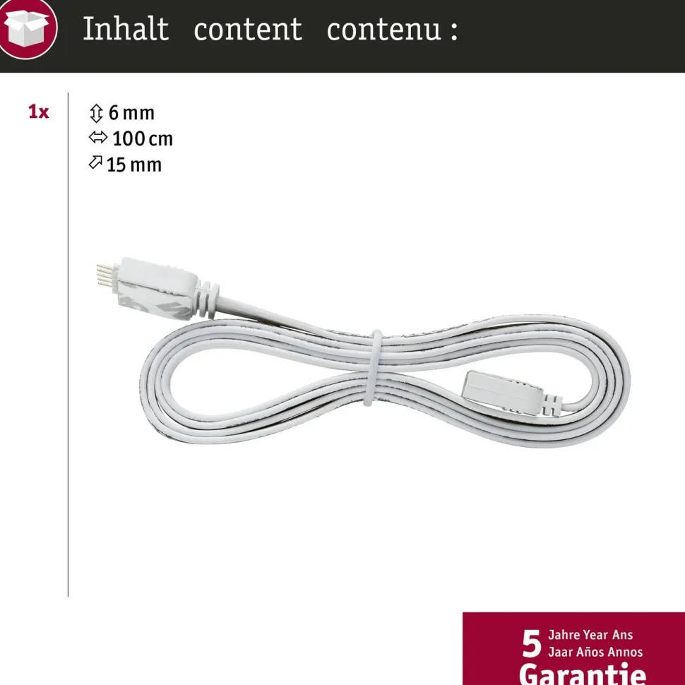 Liitäntäkaapeli Paulmann MaxLED, 1m, valkoinen