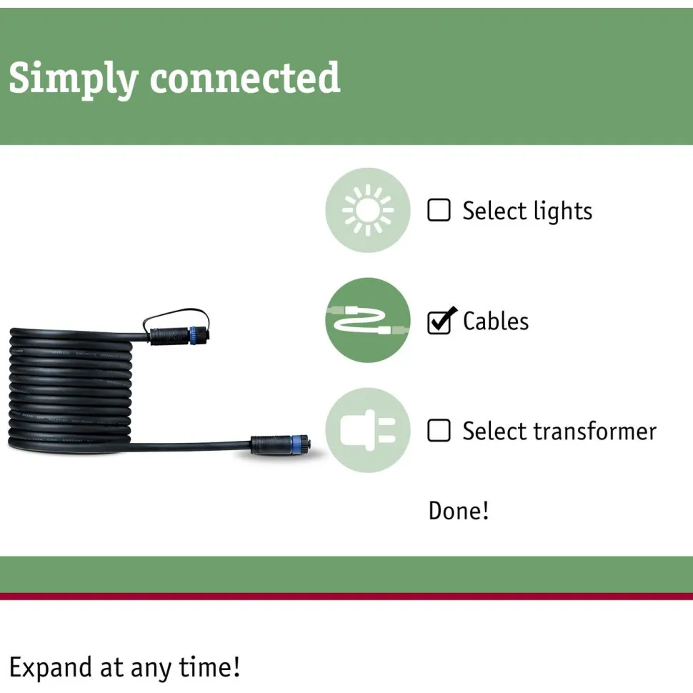 Liitäntäkaapeli Paulmann Plug & Shine 1m ulkovalaistukseen IP68 musta
