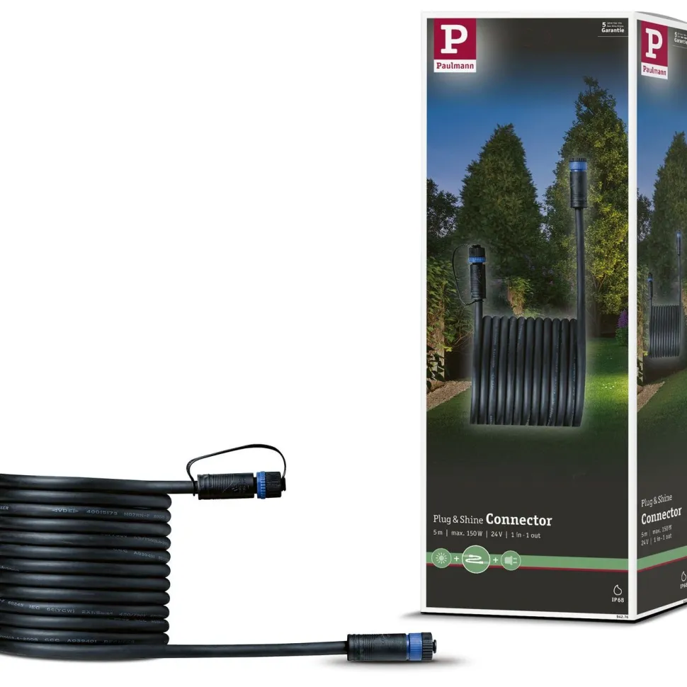 Liitäntäkaapeli Paulmann Plug & Shine 1m ulkovalaistukseen IP68 musta