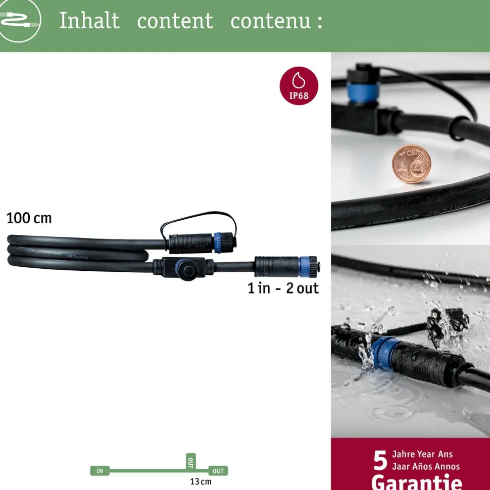 Liitäntäkaapeli Paulmann Plug & Shine 1m ulkovalaistukseen IP68 musta