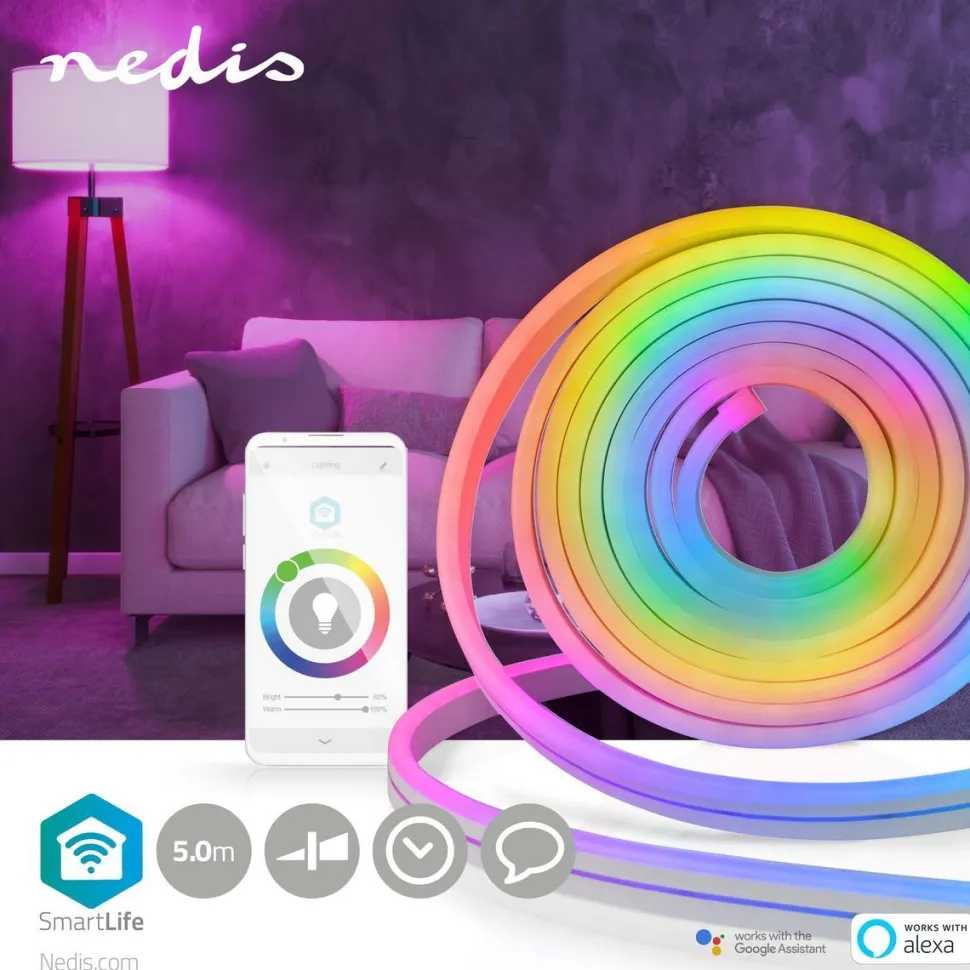 Älykäs LED-nauha Nedis SmartLife RGB NEON WiFi WIFILN51CRGB 5m