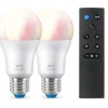 Älylamppu Wiz A60 Full Color Wi-Fi 60W E27 RGB 2kpl + kaukosäädin