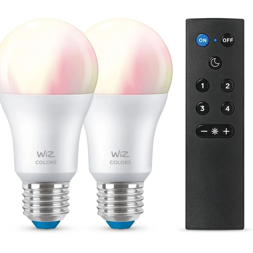 Älylamppu Wiz A60 Full Color Wi-Fi 60W E27 RGB 2kpl + kaukosäädin
