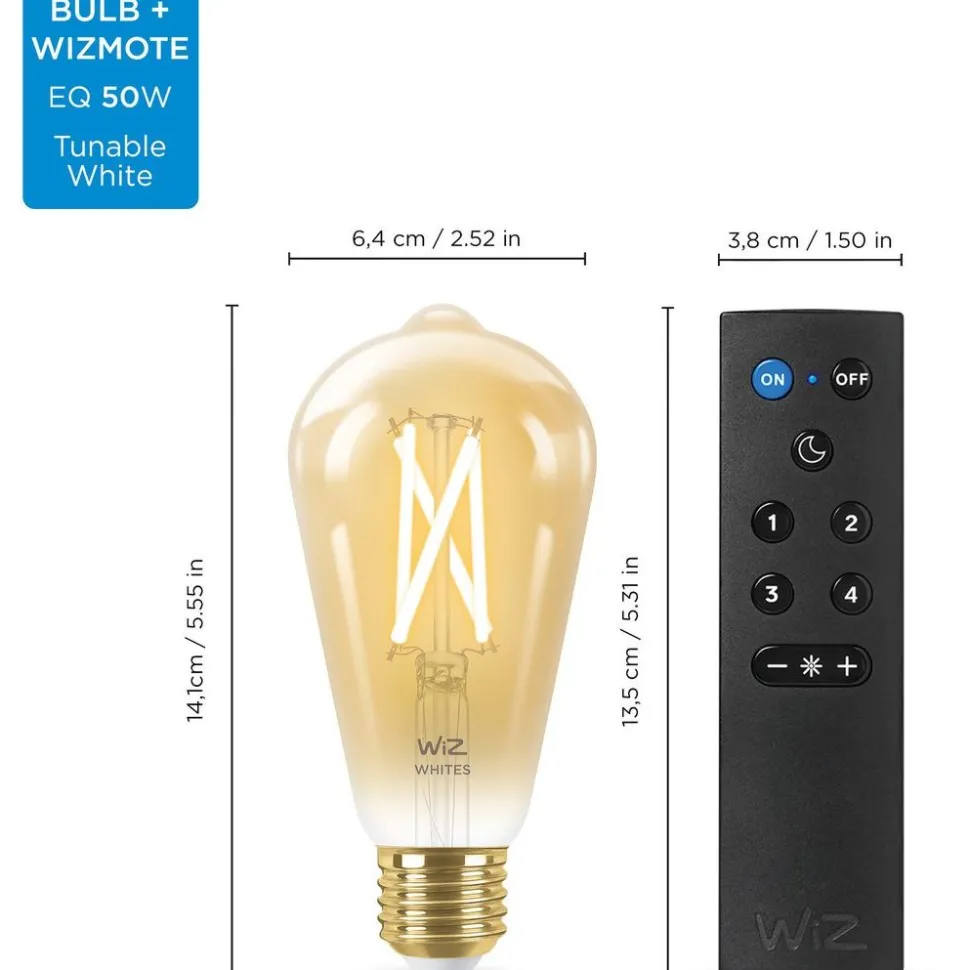 Älylamppu Wiz ST64 Tunable White Wi-Fi 50W meripihka 2kpl + kaukosäädin