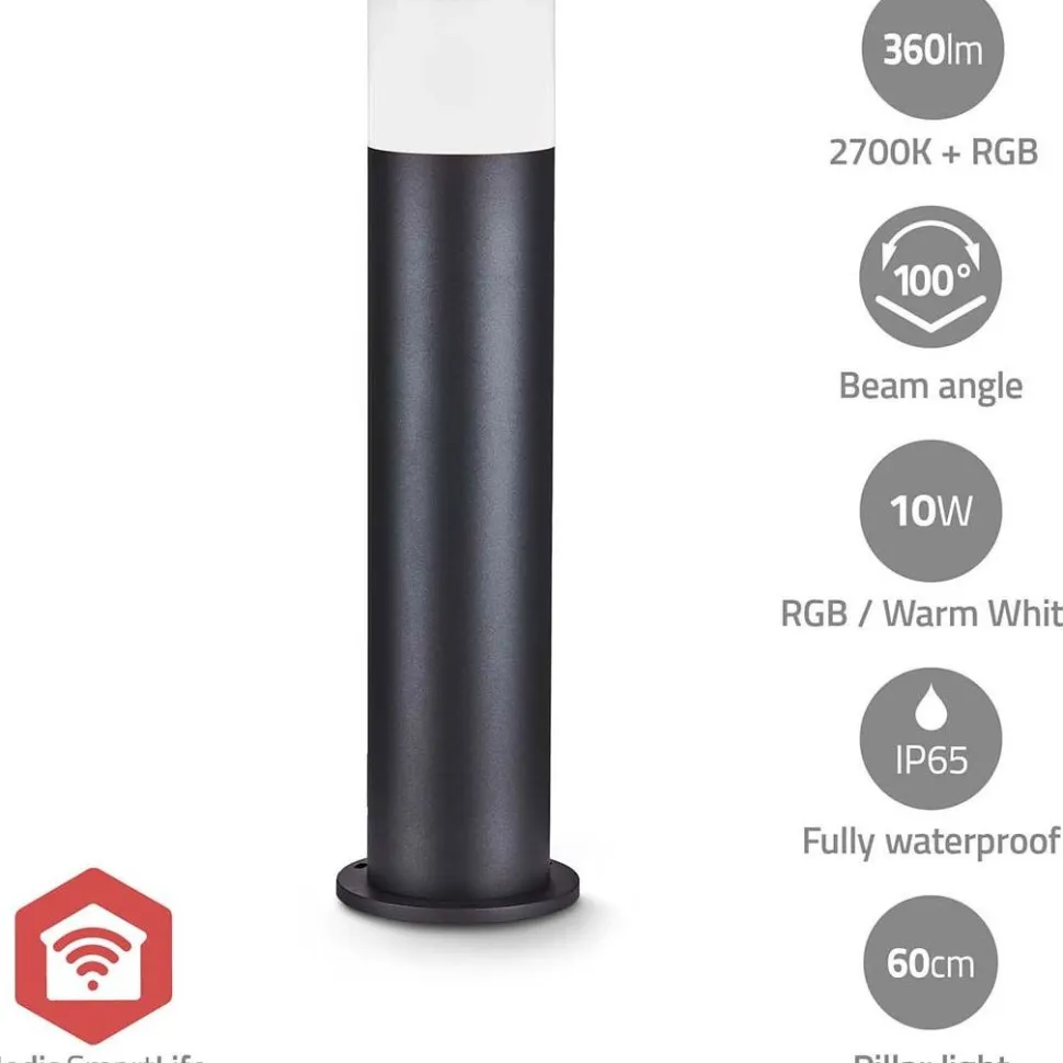 Älypylväsvalaisin Nedis ZBLOP10RGBW Smartlife ZigBee musta