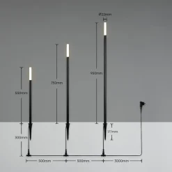 Maapiikkivalaisin LED Trio Stick mattamusta