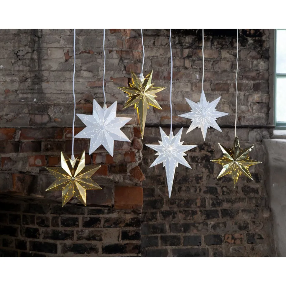 Metallitähti Star Trading Mini, 25cm, valkoinen