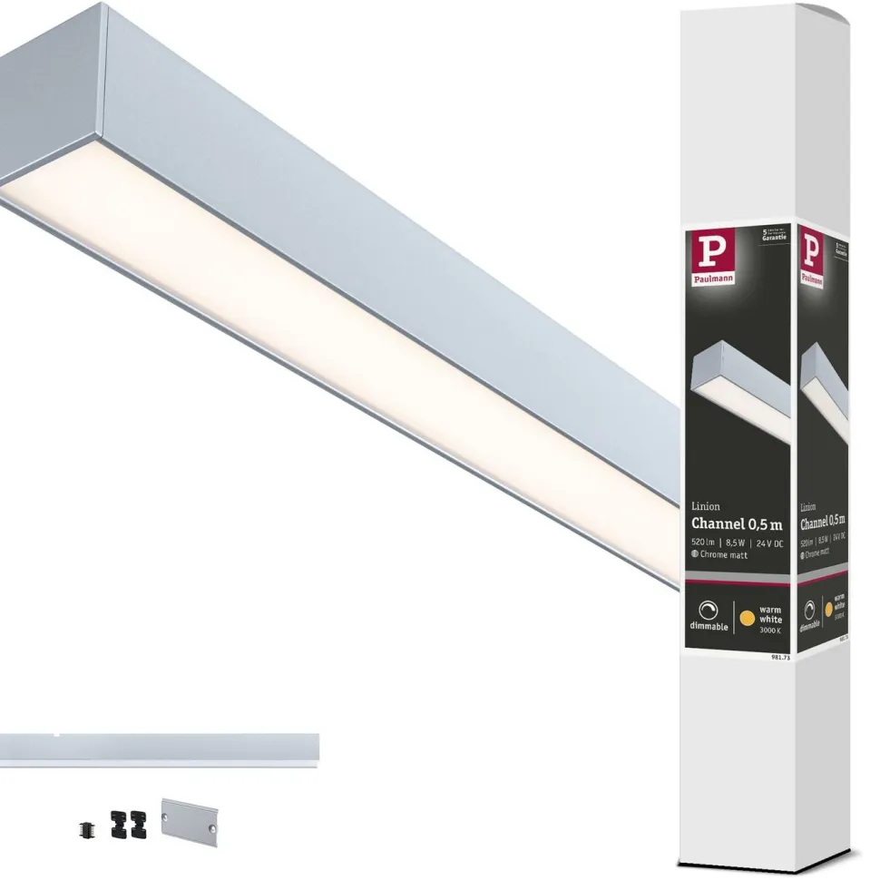 Modulaarinen LED-profiilivalaisin Paulmann Linion Light Channel Zigbee 0.5m 24V 8.5W 3000K mattakromi