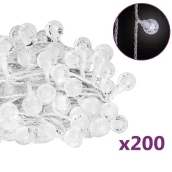 Pallo keijuvalonauha 20 m 200 LED-valoa kylmä valk. 8-toiminen